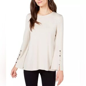 Alfani Hardware‑Trim Sweater • Beige • Size S • NWT